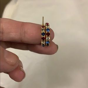 Joan Rivers red white and blue huggie earrings.